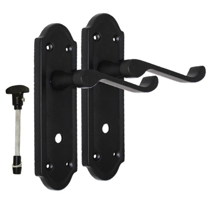 Matt Black Door Handles - Askworth Internal Door Handles with Bathroom Sash Lock