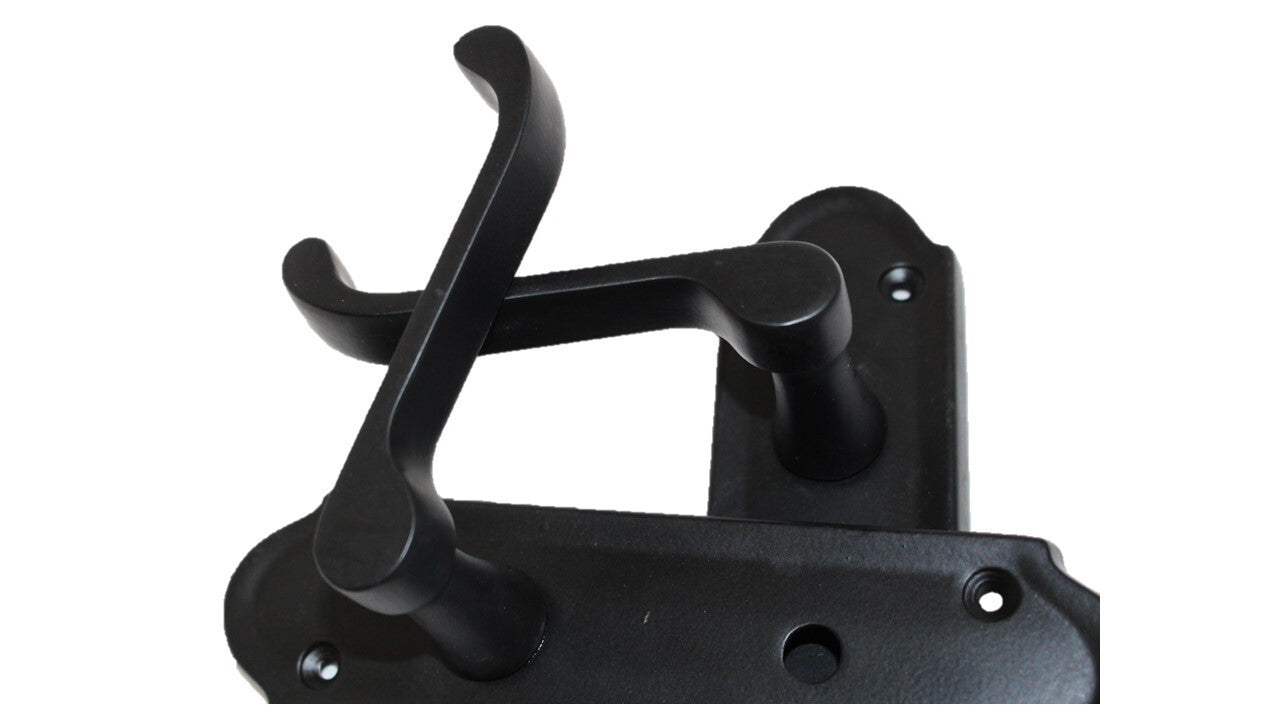 Matt Black Door Handles - Askworth Internal Door Handles with Bathroom Sash Lock