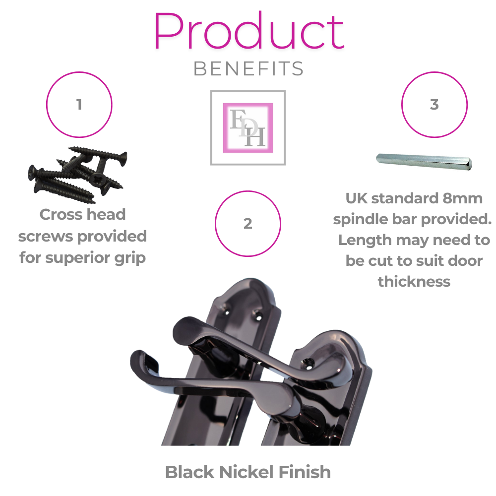 Black Nickel Door Handles - Askworth Internal Door Handle Set for Internal Doors