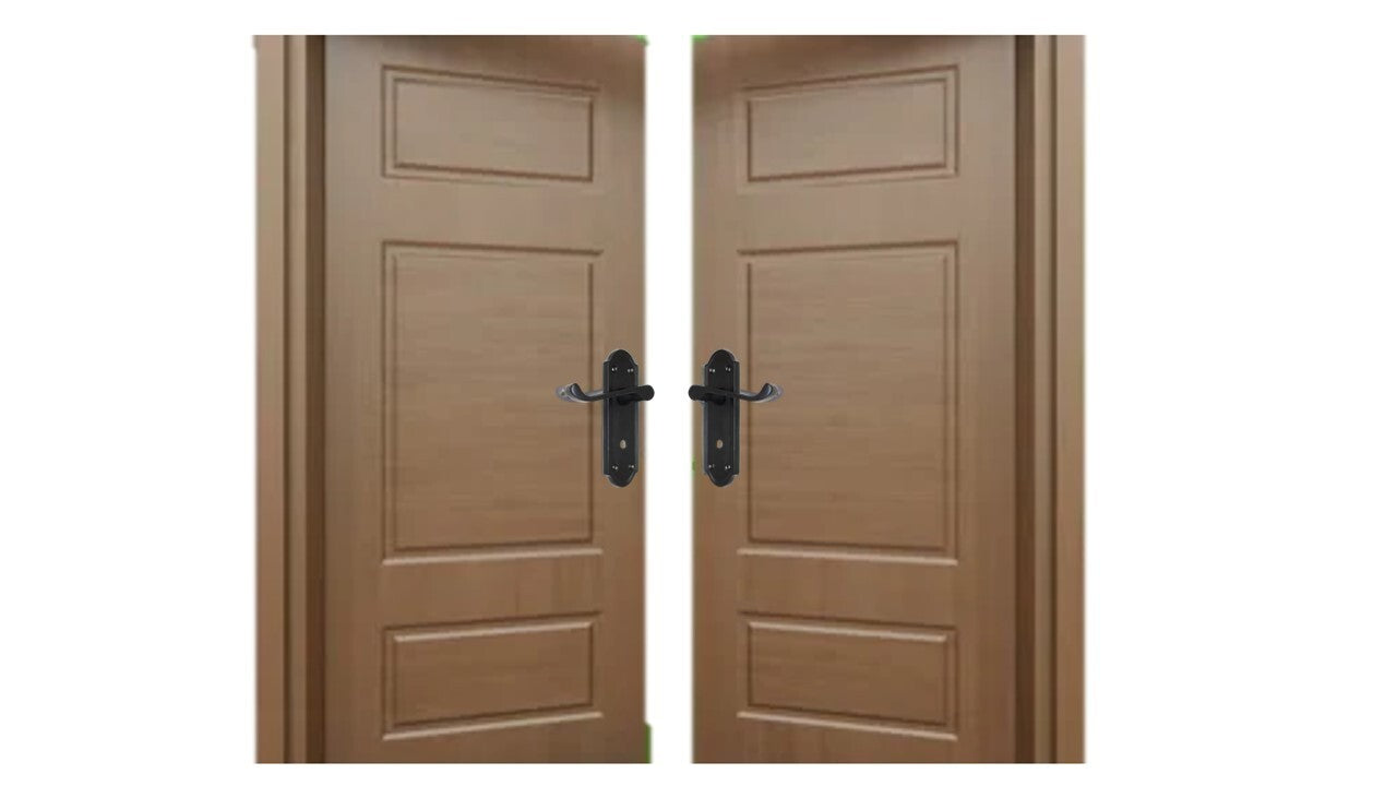 Matt Black Door Handles - Askworth Internal Door Handles with Bathroom Sash Lock