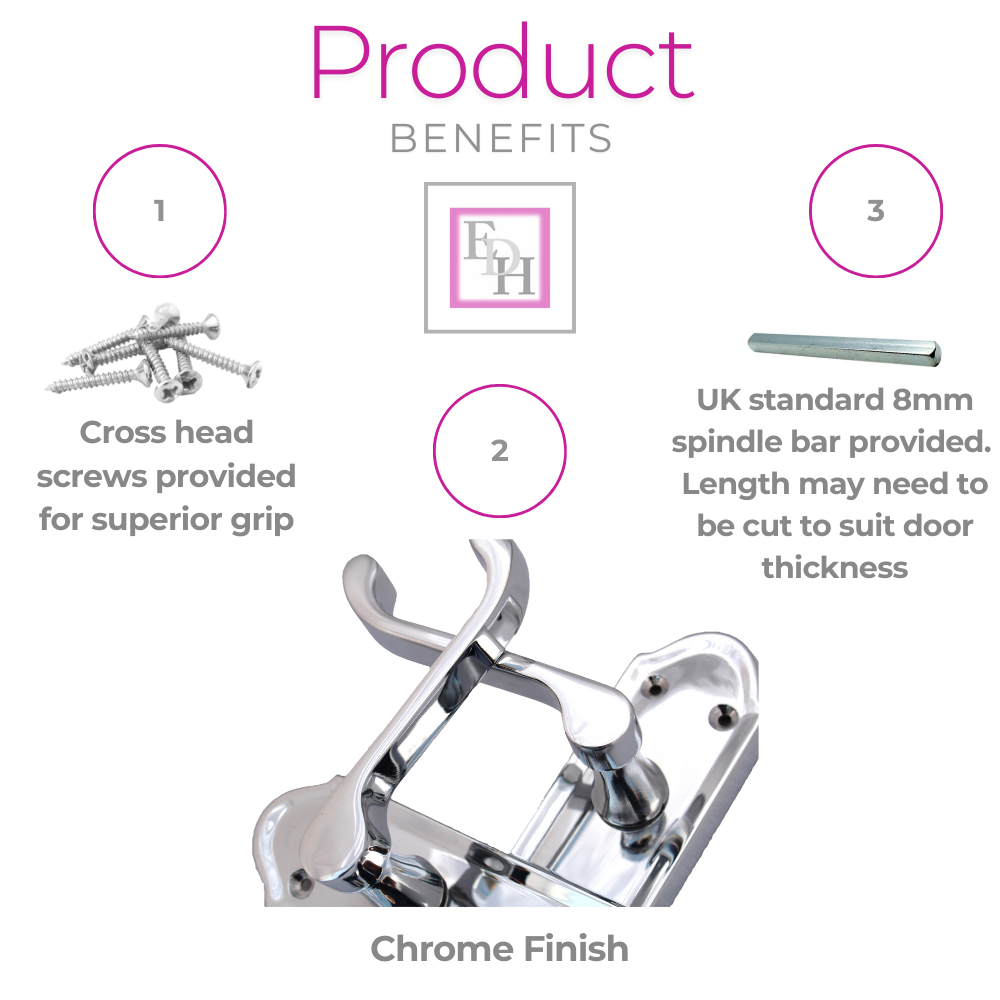 Chrome Door Handles - Askworth Internal Door Handles with Bathroom Sash