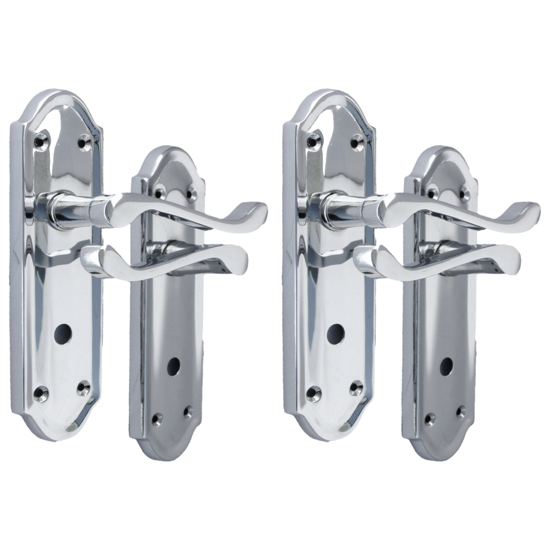 Chrome Door Handles - Askworth Internal Door Handles with Bathroom Sash