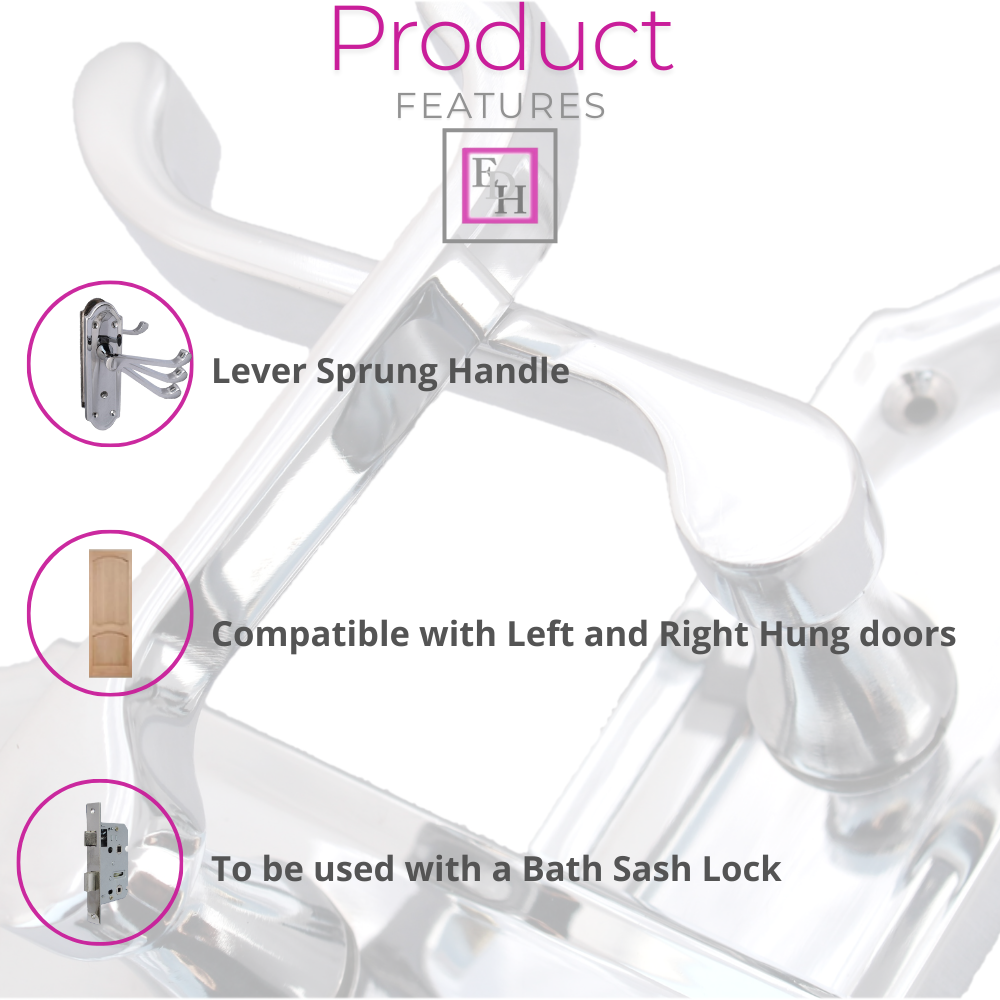 Chrome Door Handles - Askworth Internal Door Handles with Bathroom Sash