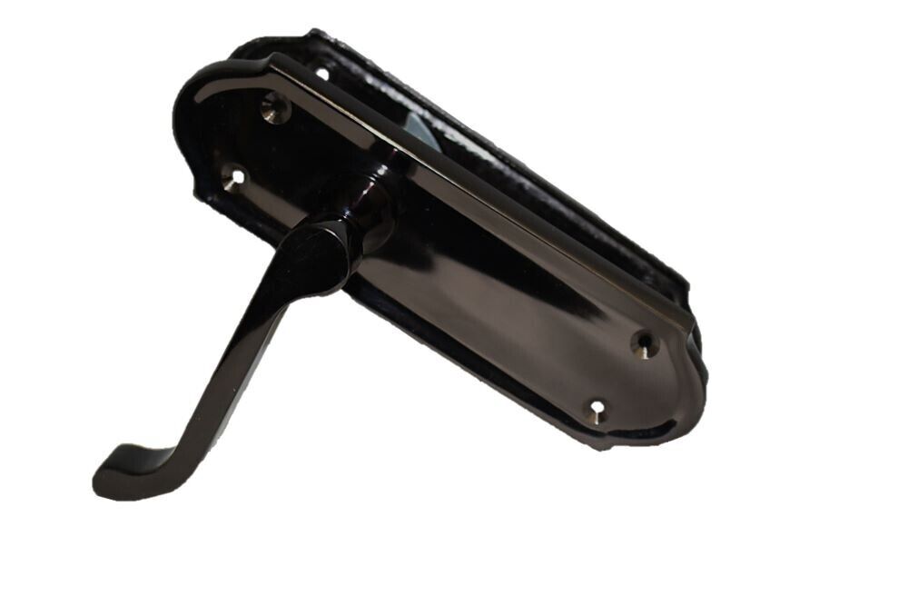 Victorian Black Nickel Ashford Interior Door Handles BATH, LOCK & LATCH Scroll.