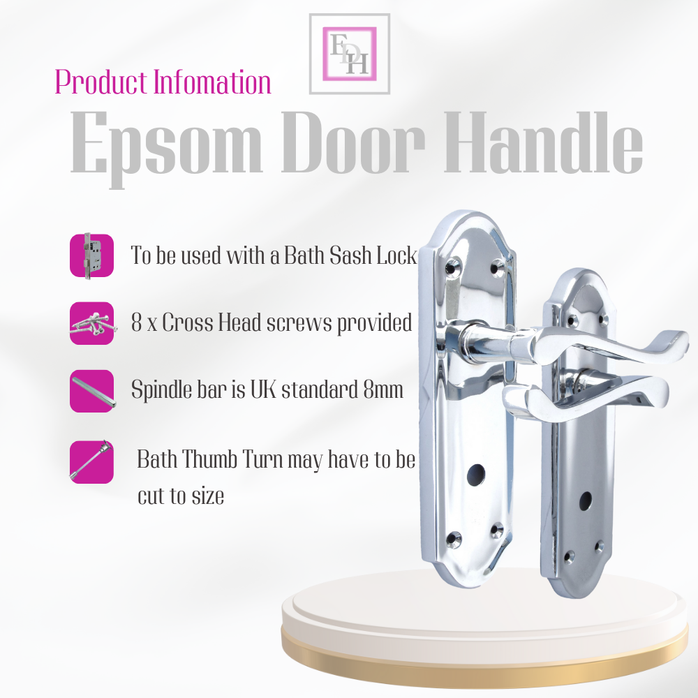 Chrome Door Handles - Askworth Internal Door Handles with Bathroom Sash
