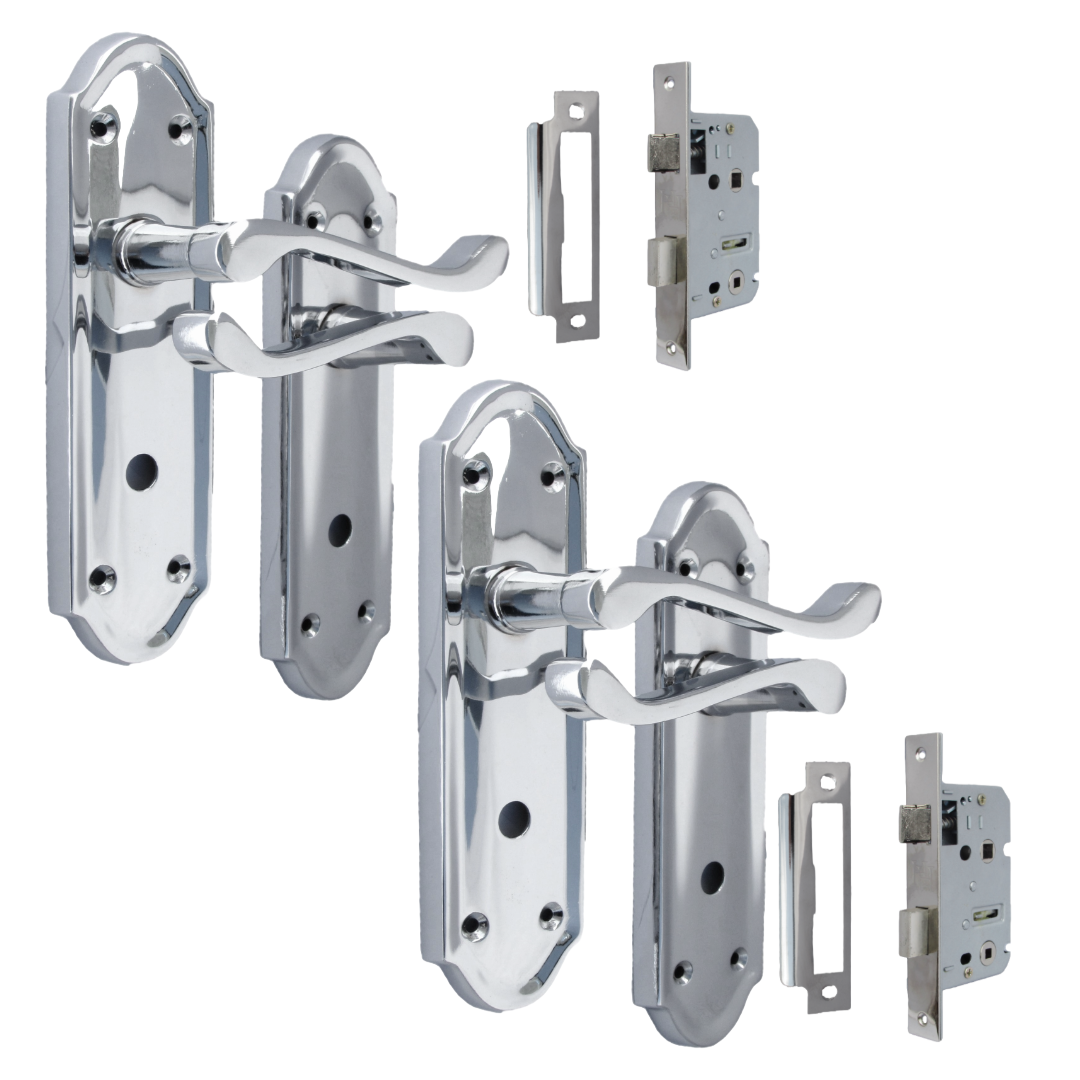 Chrome Door Handles - Askworth Internal Door Handles with Bathroom Sash