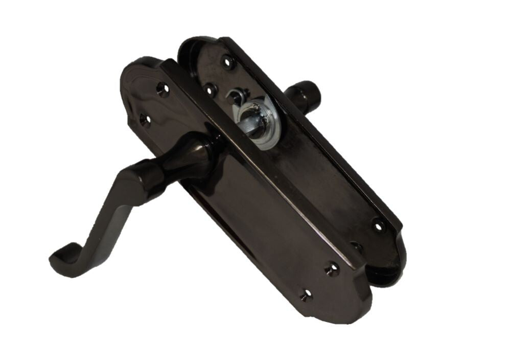 Victorian Black Nickel Ashford Interior Door Handles BATH, LOCK & LATCH Scroll.