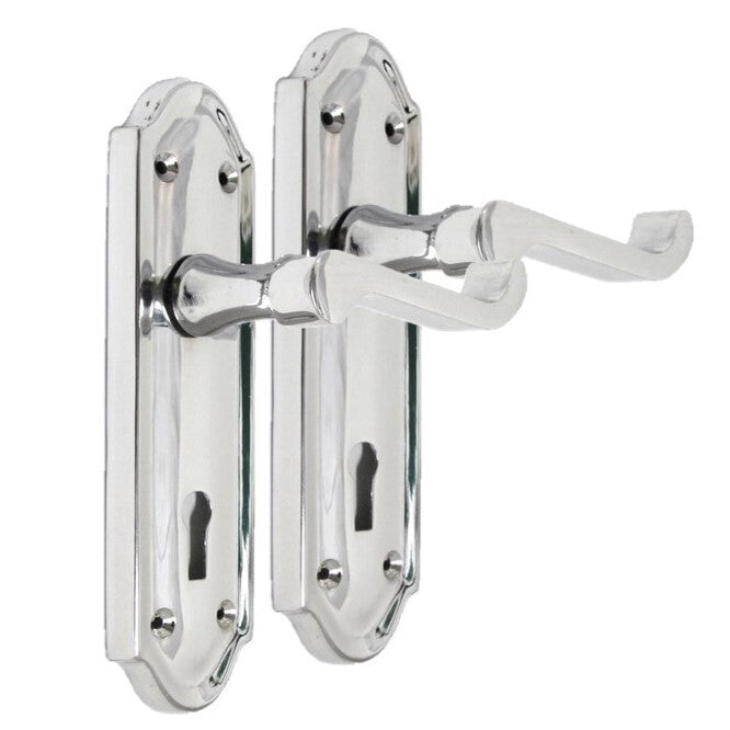 Polished Chrome Lock Door Handles Ashford Ashworth Victorian Scroll Door 170mmx1