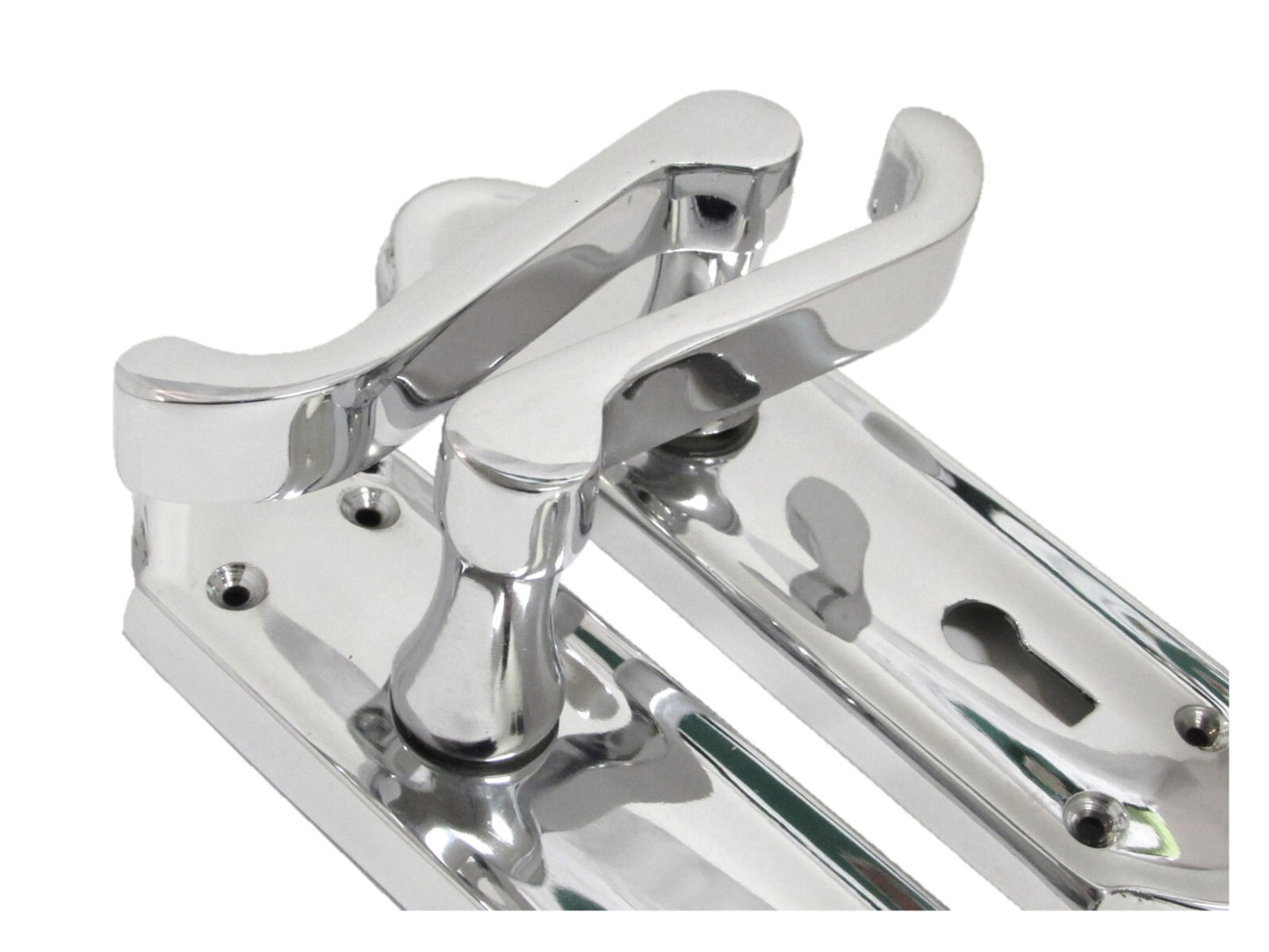 Polished Chrome Lock Door Handles Ashford Ashworth Victorian Scroll Door 170mmx1