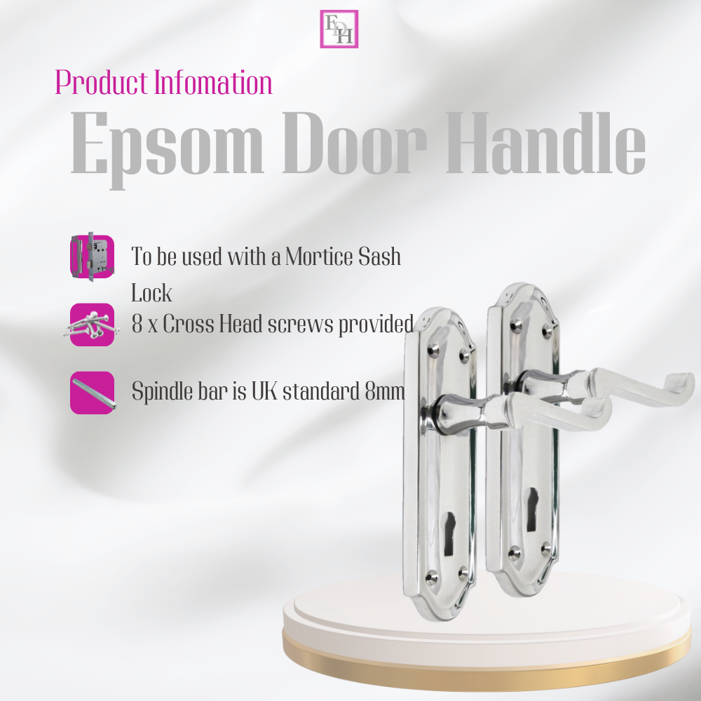 Polished Chrome Lock Door Handles Ashford Ashworth Victorian Scroll Door 170mmx1