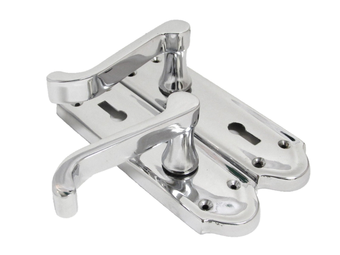 Polished Chrome Lock Door Handles Ashford Ashworth Victorian Scroll Door 170mmx1