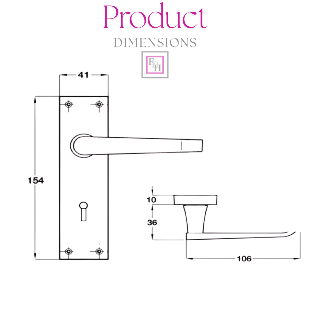 Victorian Straight Chrome Door Handles – Interior Lever Handles on Backplate