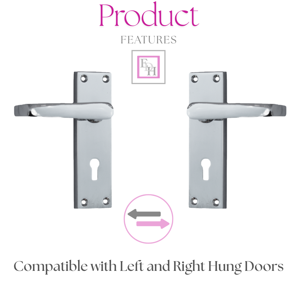 Victorian Straight Chrome Door Handles – Interior Lever Handles on Backplate