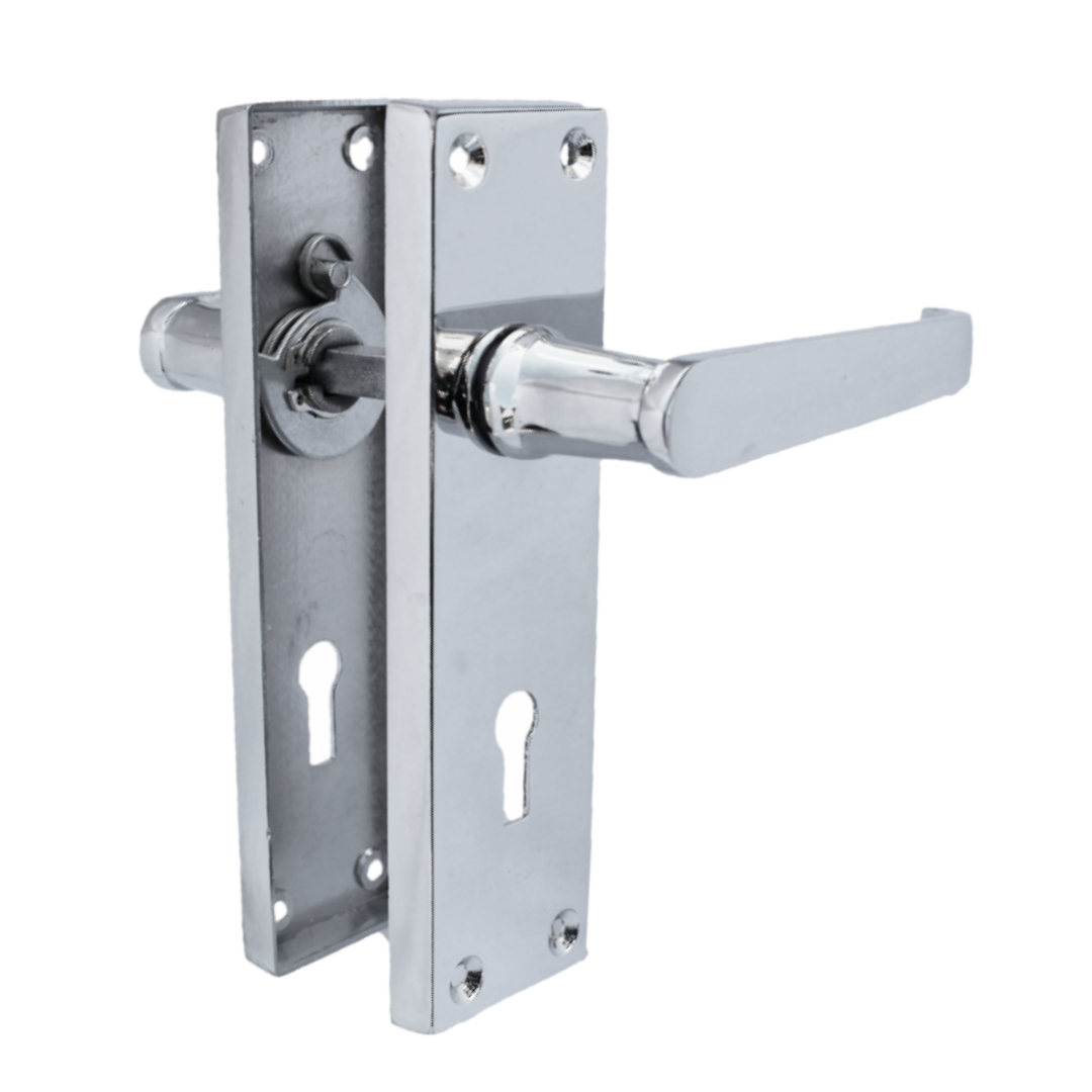 Victorian Straight Chrome Door Handles – Interior Lever Handles on Backplate