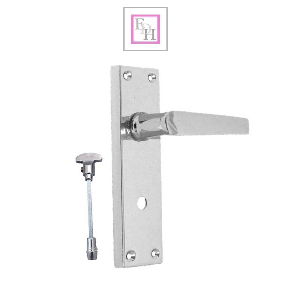 Victorian Straight Chrome Door Handles – Interior Lever Handles on Backplate