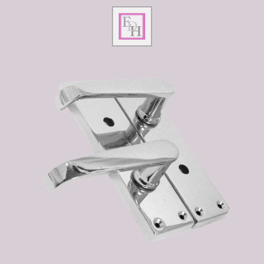 Victorian Straight Chrome Door Handles – Interior Lever Handles on Backplate