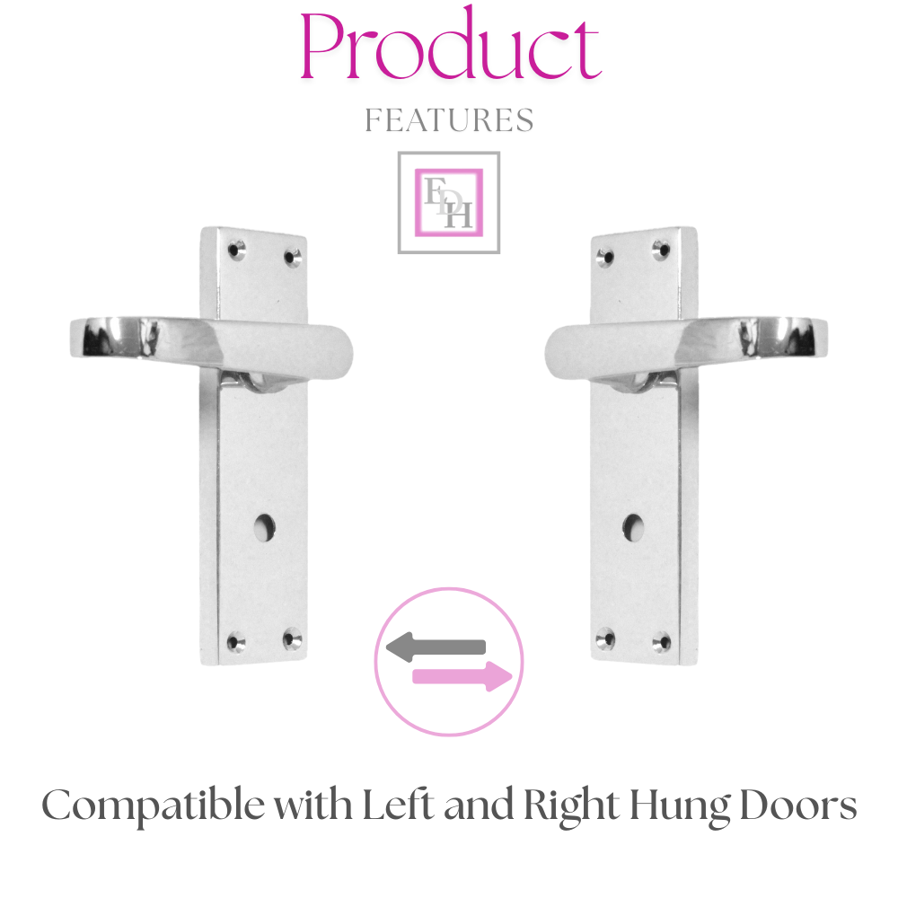 Victorian Straight Chrome Door Handles – Interior Lever Handles on Backplate