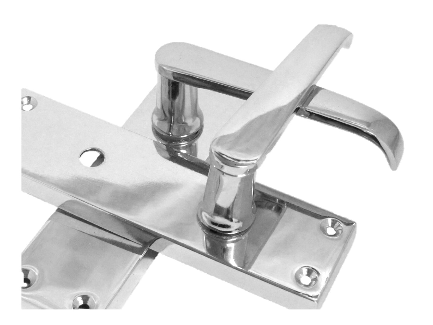 Victorian Straight Chrome Door Handles – Interior Lever Handles on Backplate