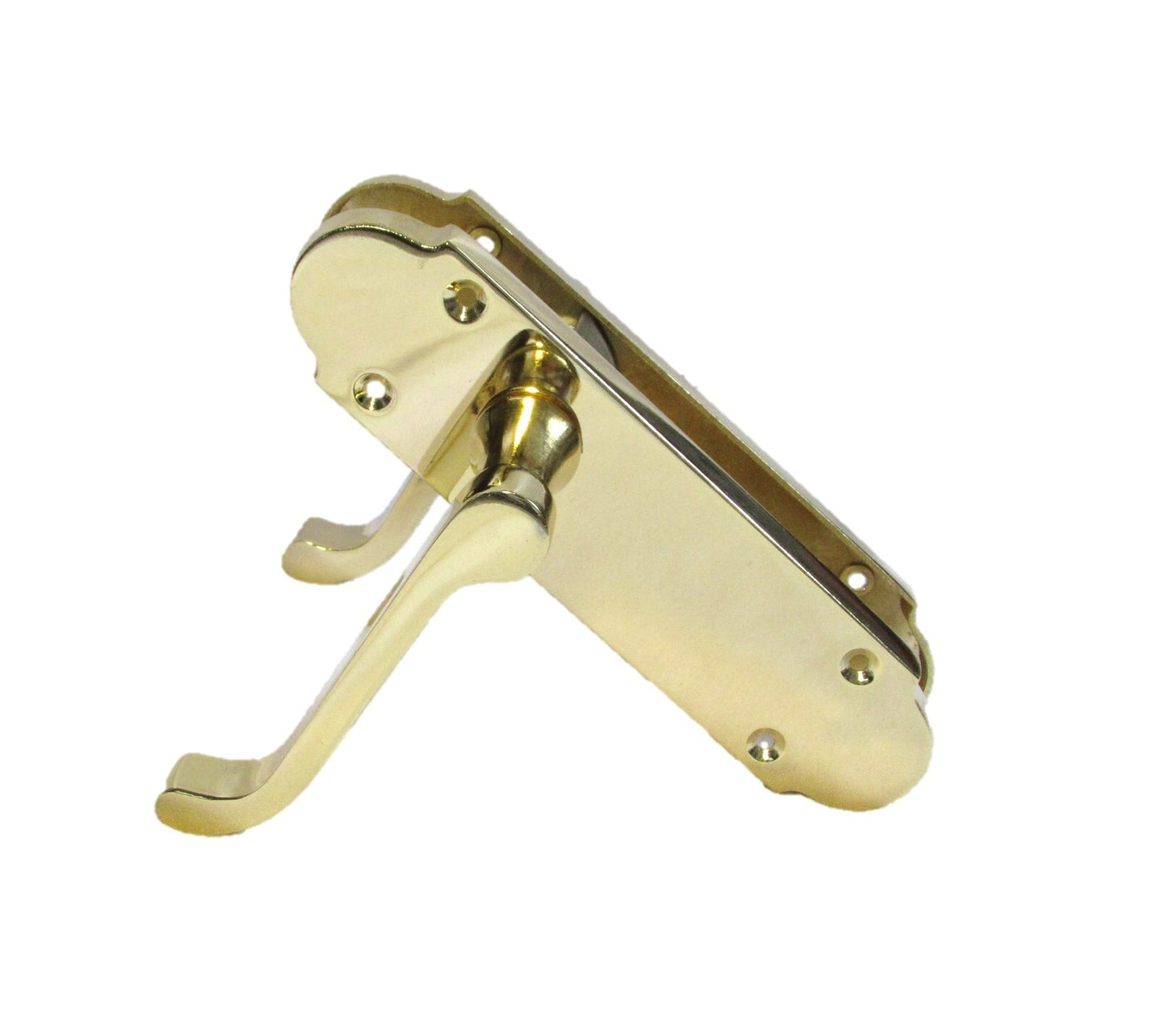 Door Handle Modern Scroll Epsom Brass Polish handles, Bath Lock Latch 168 x42mm