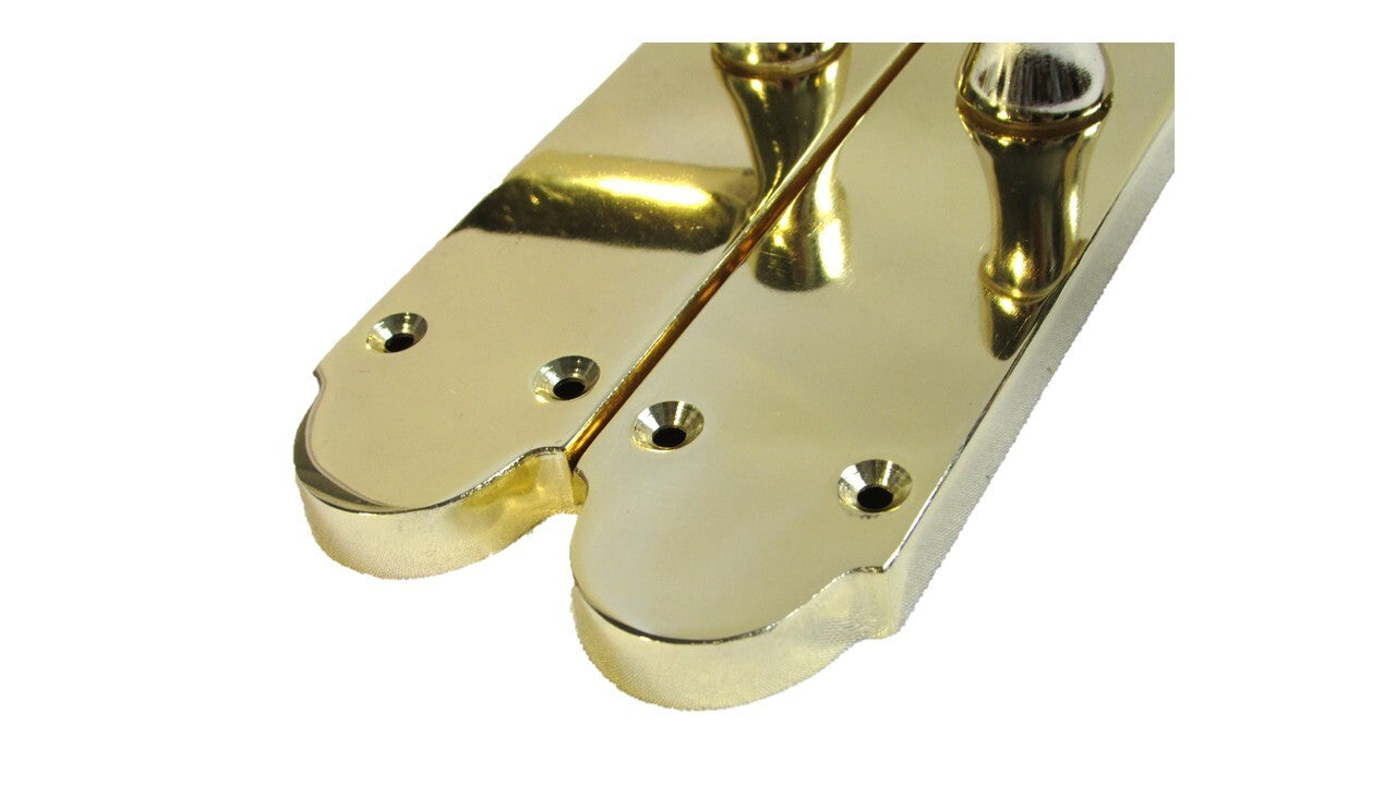 Door Handle Modern Scroll Epsom Brass Polish handles, Bath Lock Latch 168 x42mm