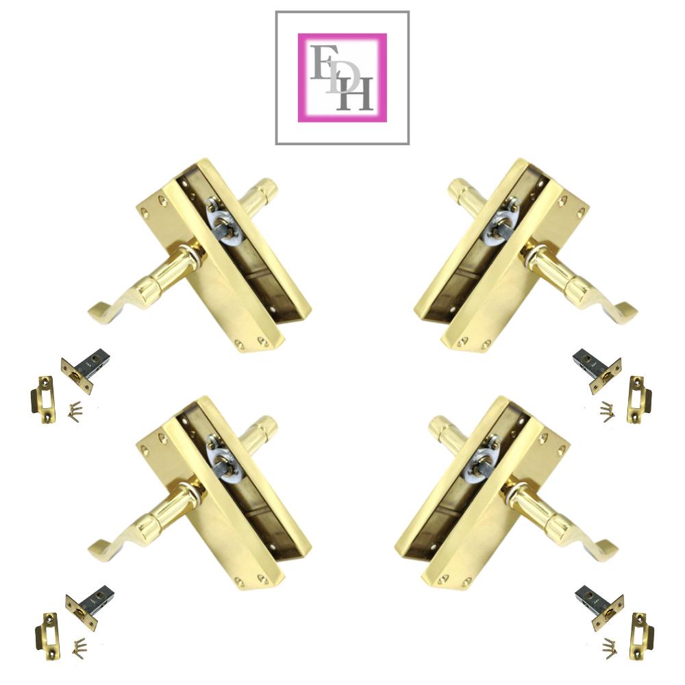 Door Handles Brass Plated Victorian Scroll Lever Latch Modern Door Handles x 4+