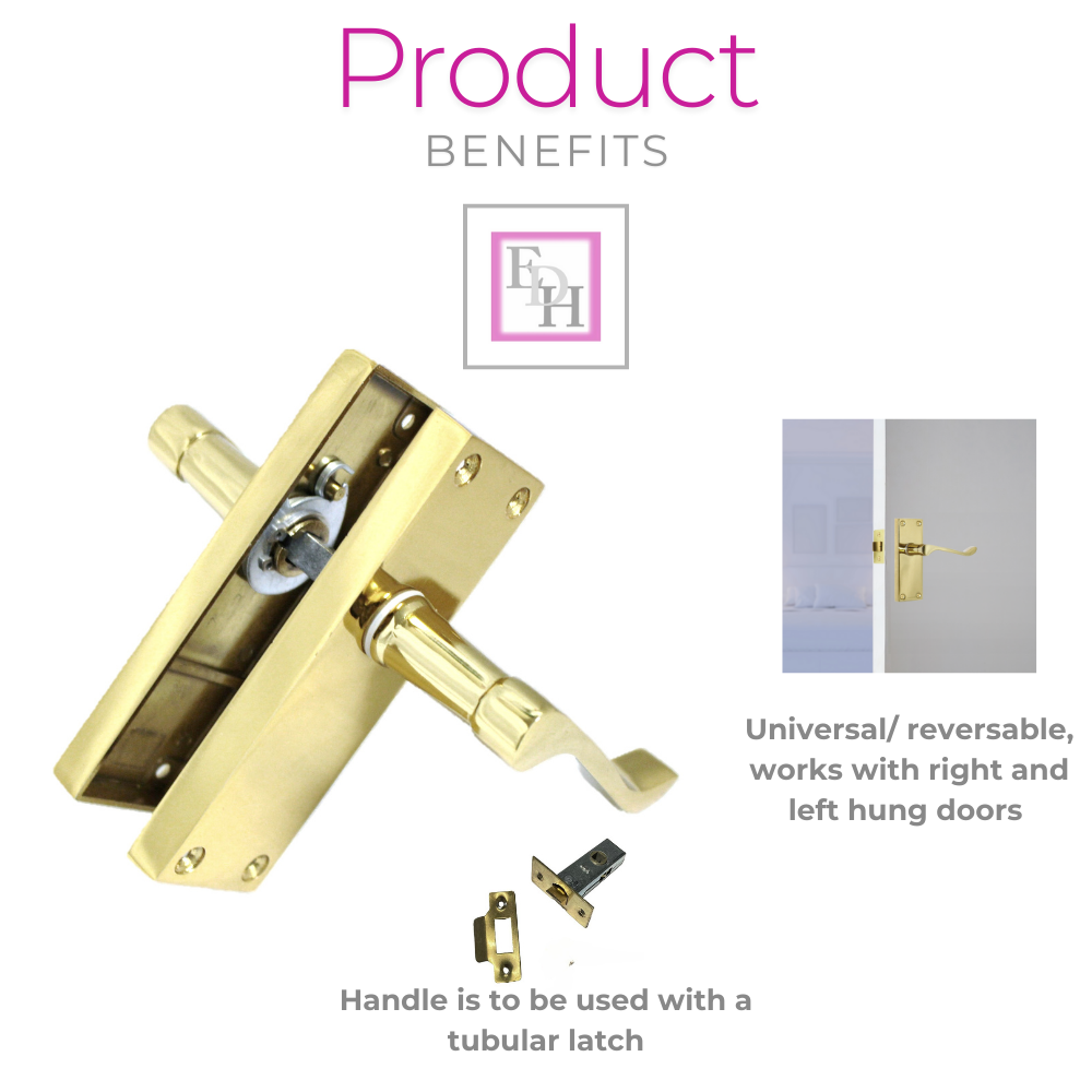 Brass Plated Victorian Scroll Lever Latch Modern Door Handles and Tubular Latch