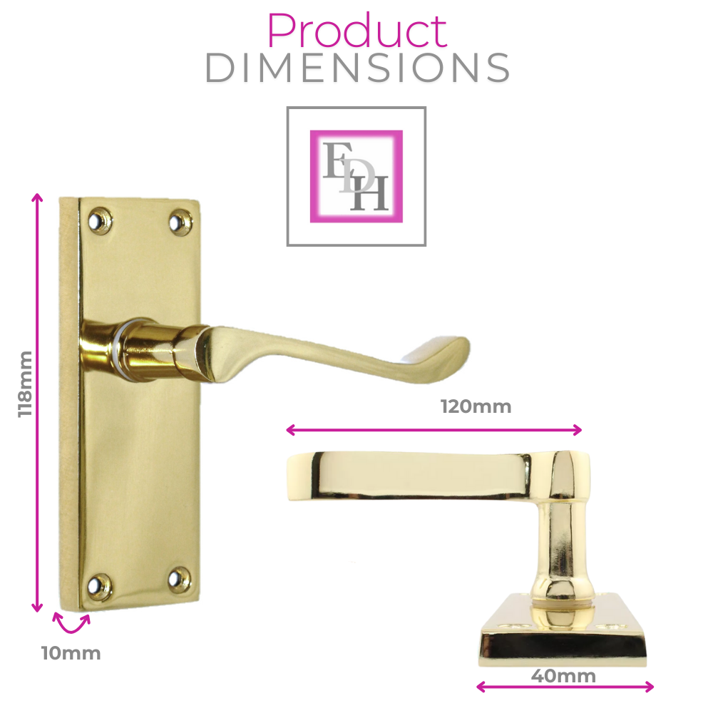 Brass Plated Victorian Scroll Lever Latch Modern Door Handles and Tubular Latch