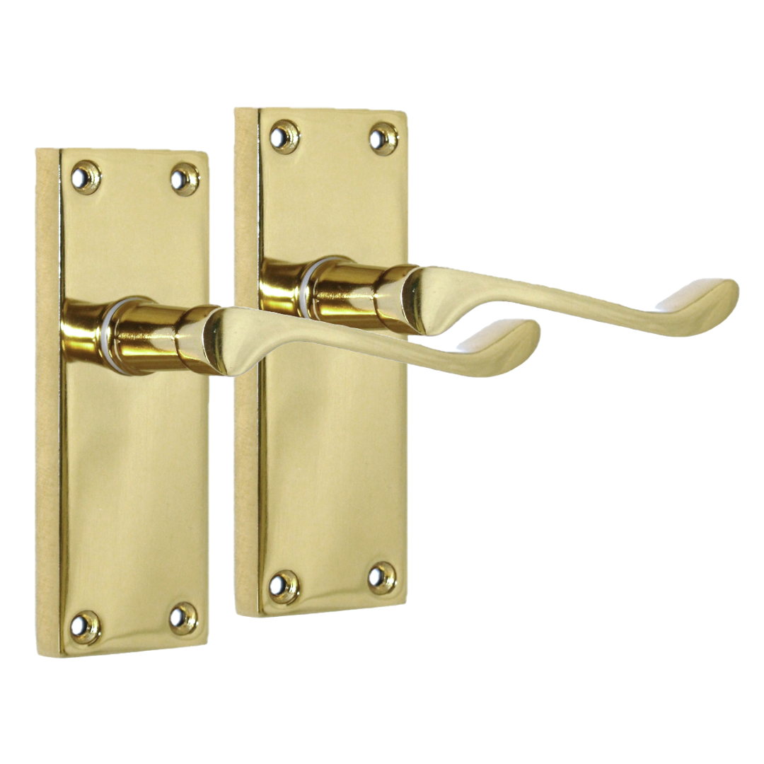 Brass Plated Victorian Scroll Lever Latch Modern Door Handles and Tubular Latch