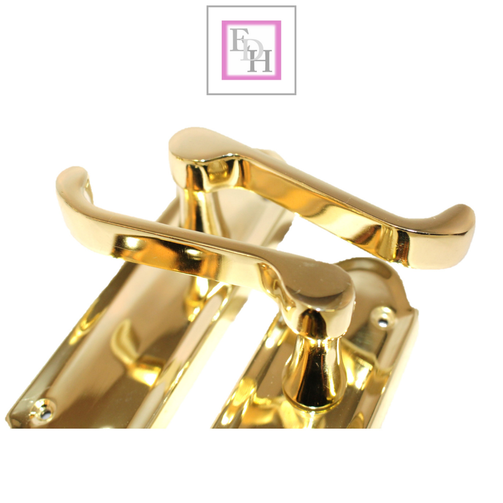 Brass Finish Ashford Style Ashworth Scroll Interior Door Handles Lever Latch +