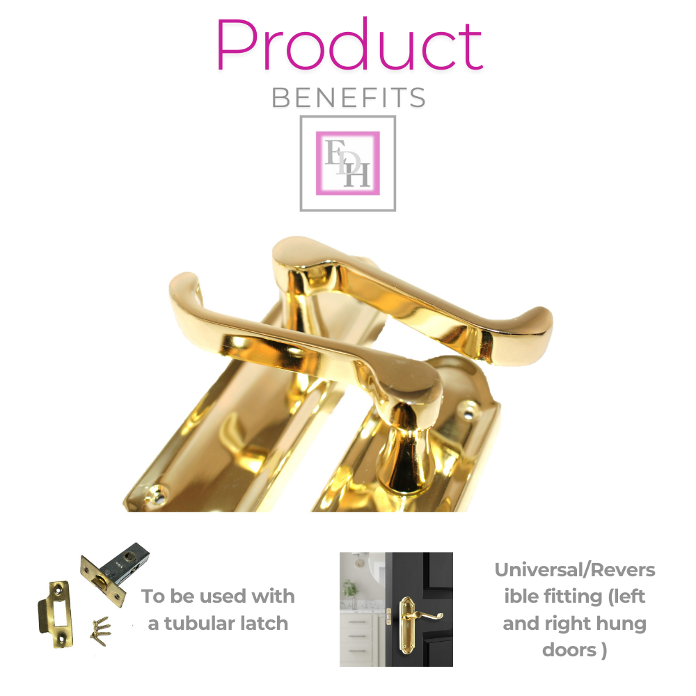 Brass Finish Ashford Style Ashworth Scroll Interior Door Handles Lever Latch +