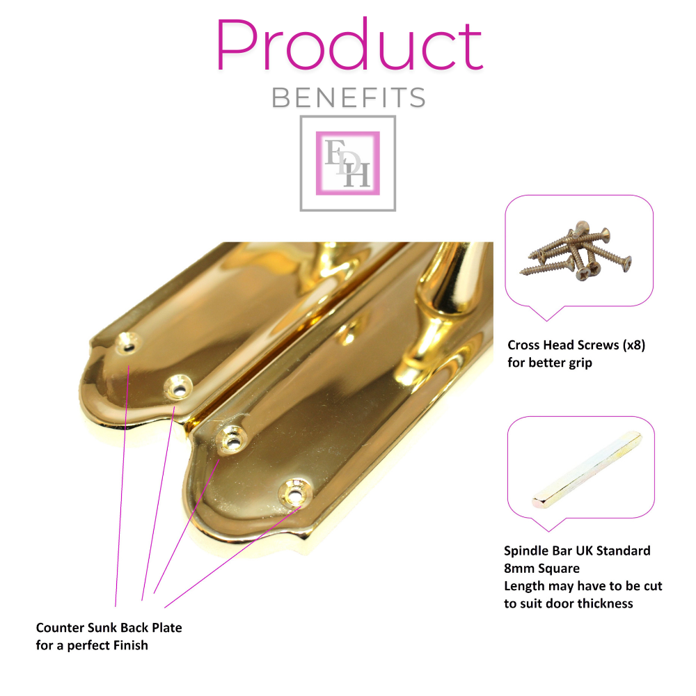 Brass Finish Ashford Style Ashworth Scroll Interior Door Handles Lever Latch +