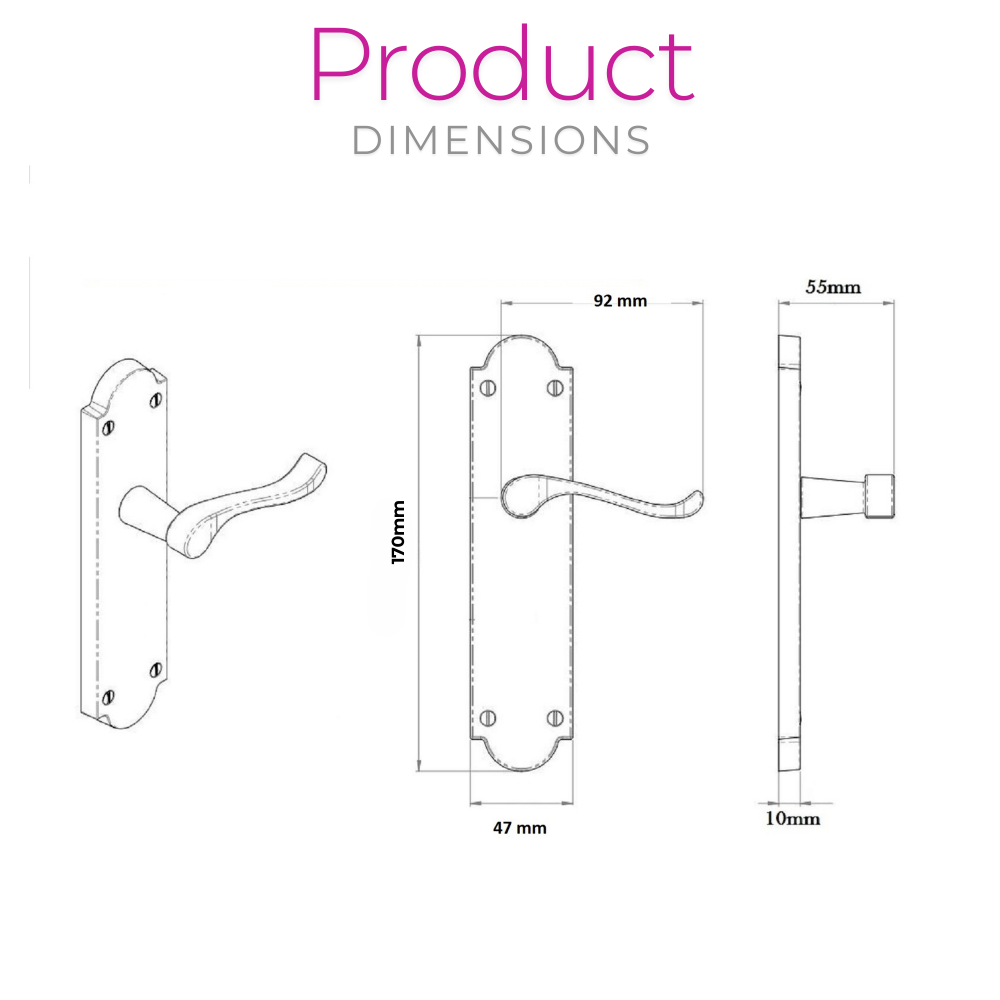 Brass Finish Ashford Style Ashworth Scroll Interior Door Handles Lever Latch +