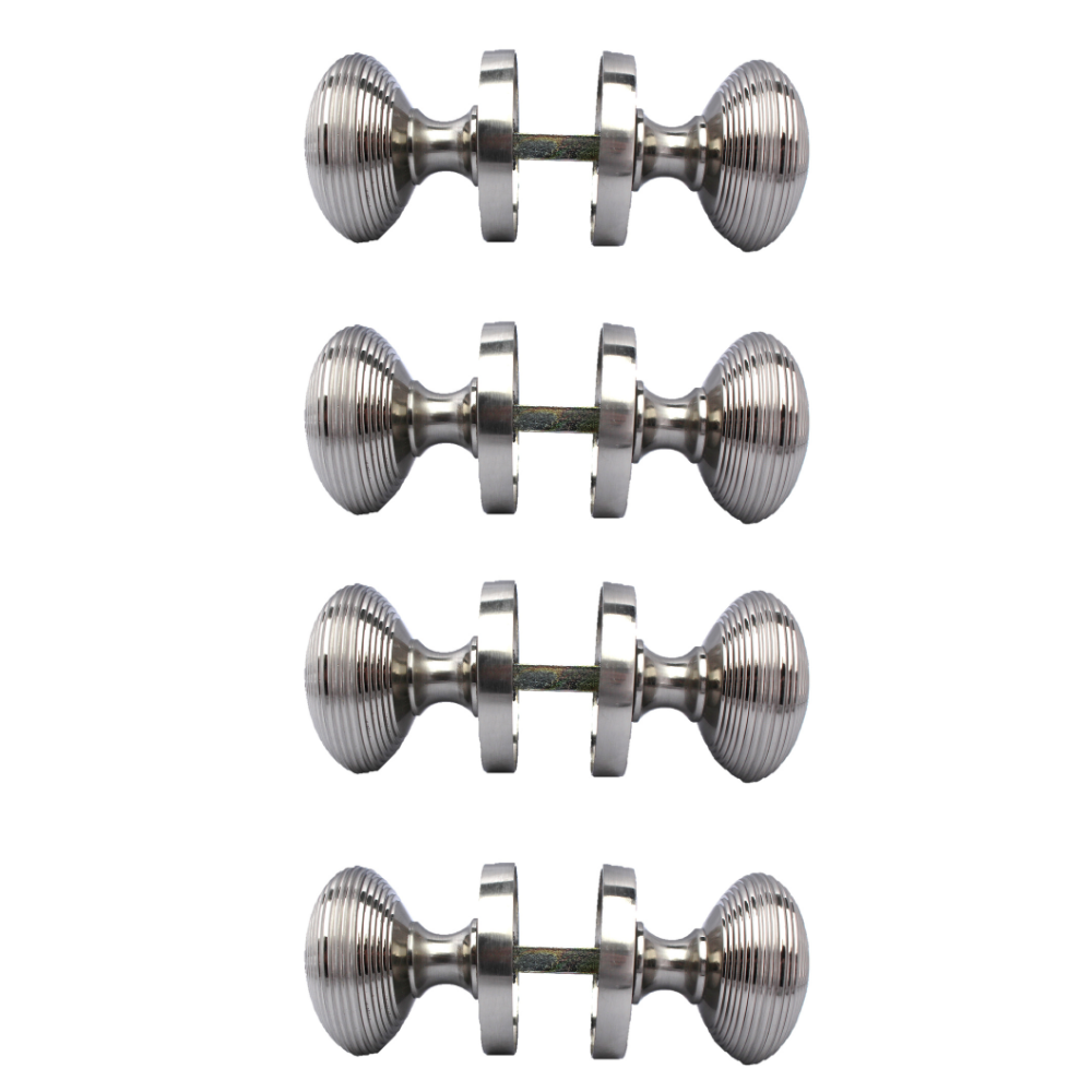 Satin Nickel Round Door Knobs- Reeded Internal Handles for Mortice Locks