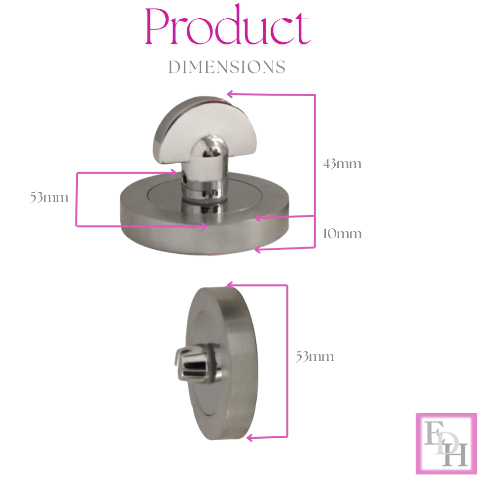 Chrome Bathroom Privacy Thumb Turn Lock – Internal Door Bolt in Chrome Finish