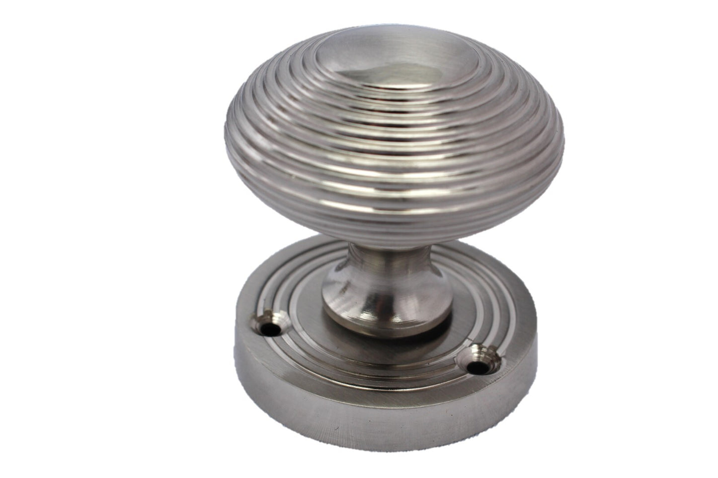 Satin Nickel Round Door Knobs- Reeded Internal Handles for Mortice Locks