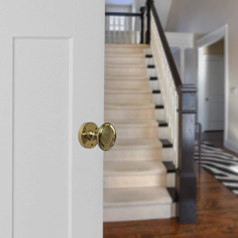Brass Door Knob Modern Round Rose Door Knob Brass Door Handles 6 Pairs