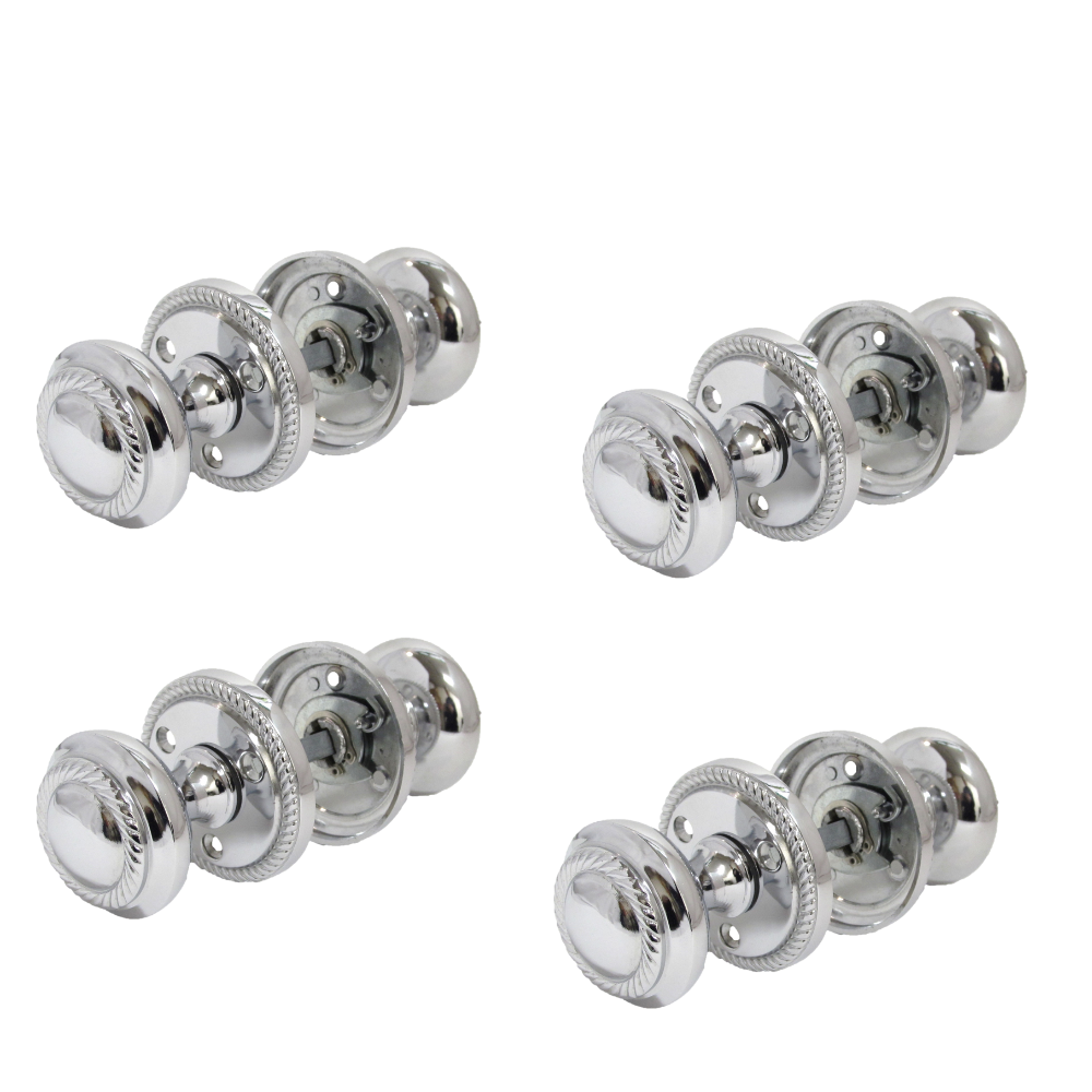 Polished Chrome Georgian Round Door Knobs – 4 Pairs
