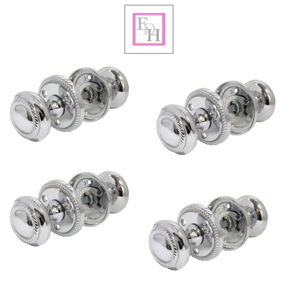 Polished Chrome Georgian Round Door Knobs – 4 Pairs