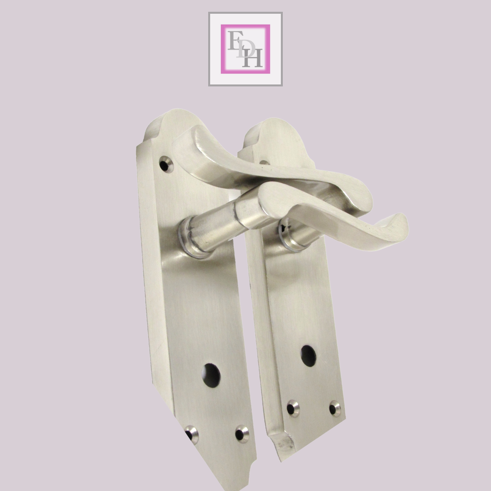 Satin Nickel Bathroom Door Handle – Epsom Style Victorian Scroll Privacy Lever
