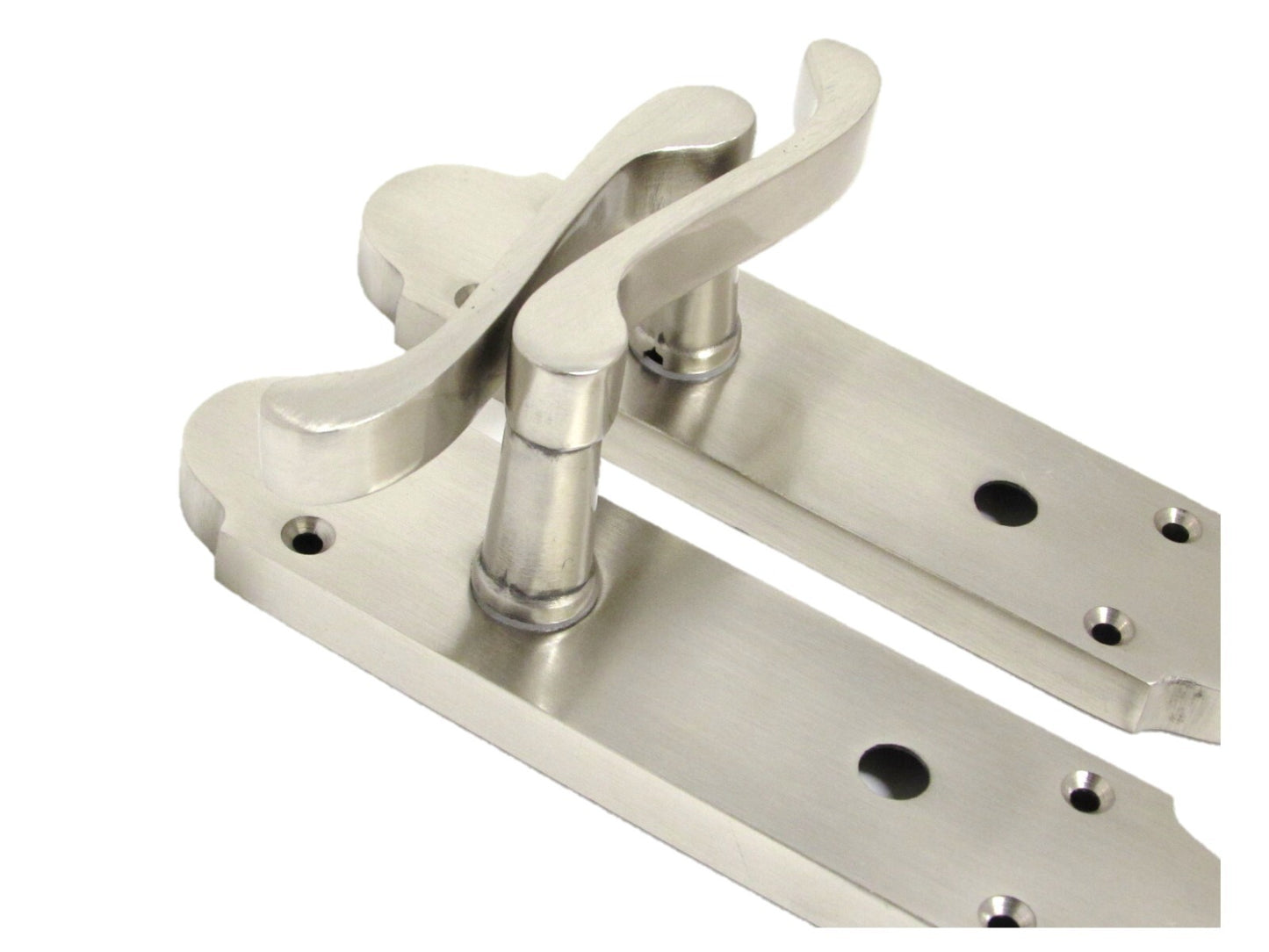 Satin Nickel Bathroom Door Handle – Epsom Style Victorian Scroll Privacy Lever