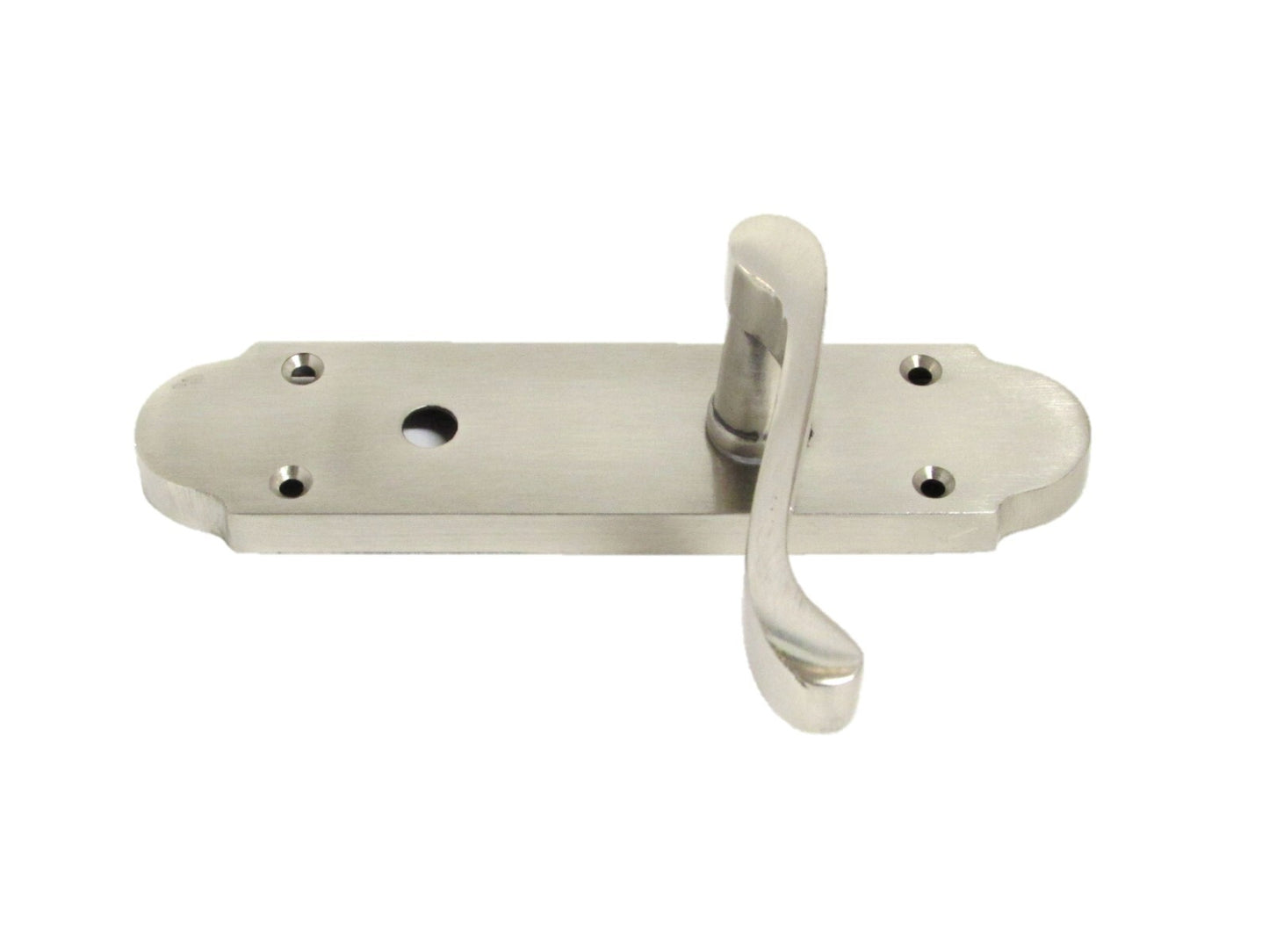 Satin Nickel Bathroom Door Handle – Epsom Style Victorian Scroll Privacy Lever