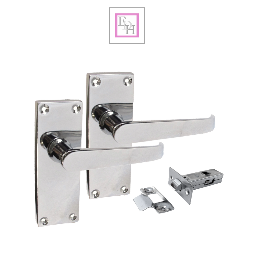 Victorian Straight Chrome Door Handles β Interior Lever Handles + Tubular Latch