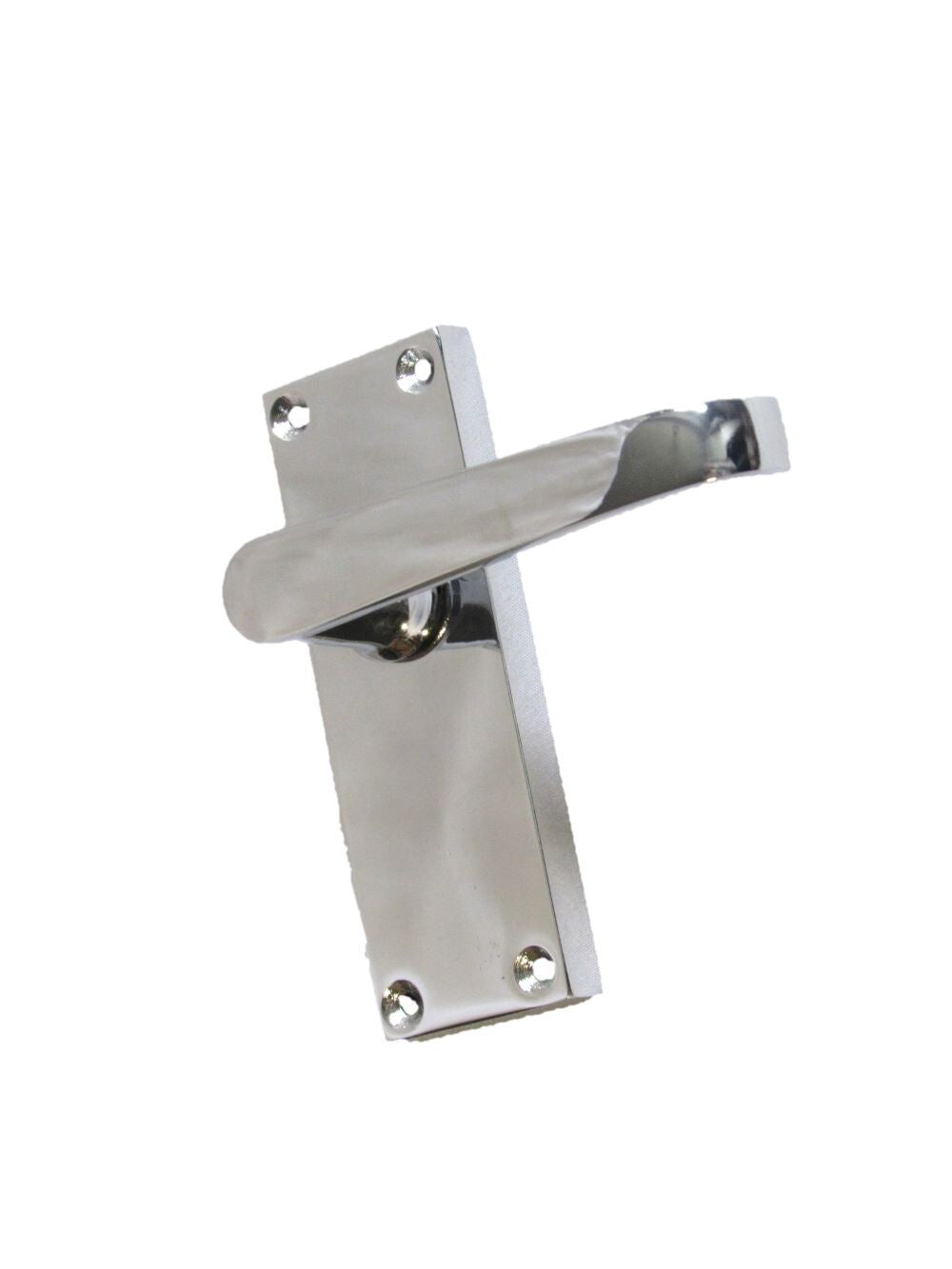 Victorian Straight Chrome Door Handles, Interior Lever Handle Backplate 118x42mm