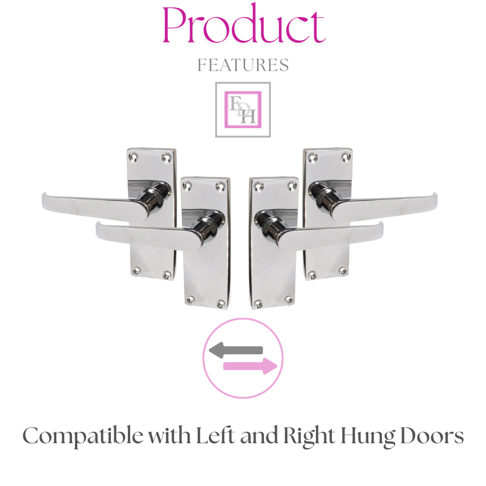 Victorian Straight Chrome Door Handles β Interior Lever Handles + Tubular Latch