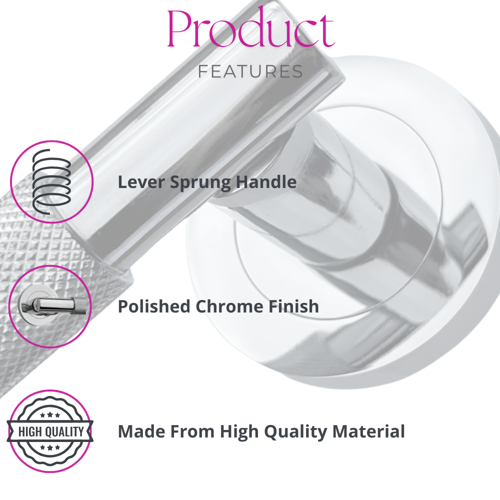 Knurled Polished Chrome Door Handles – Internal Lever Handle Packs with Fixings