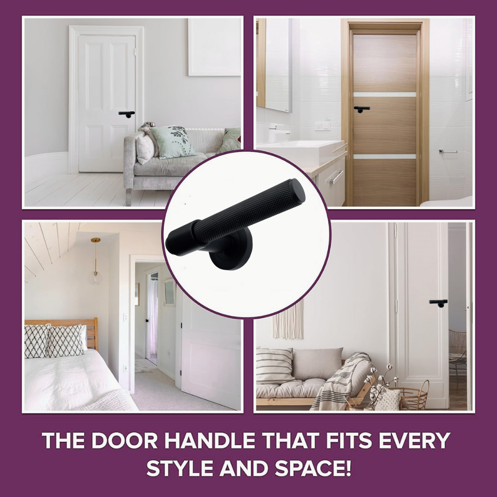 Knurled Matt Black Door Handles – Internal Lever Handle Packs with Fixings