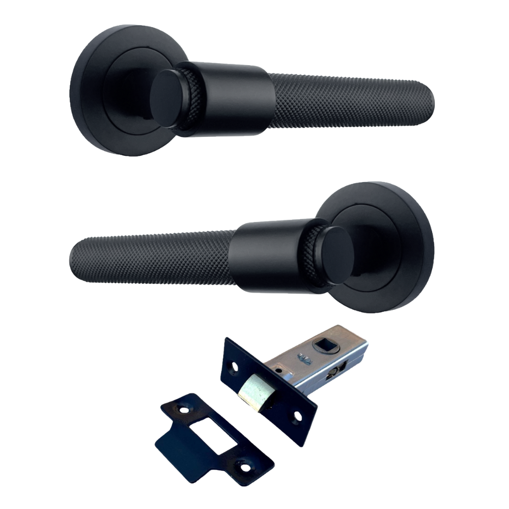 Knurled Matt Black Door Handles – Internal Lever Handle Packs with Fixings