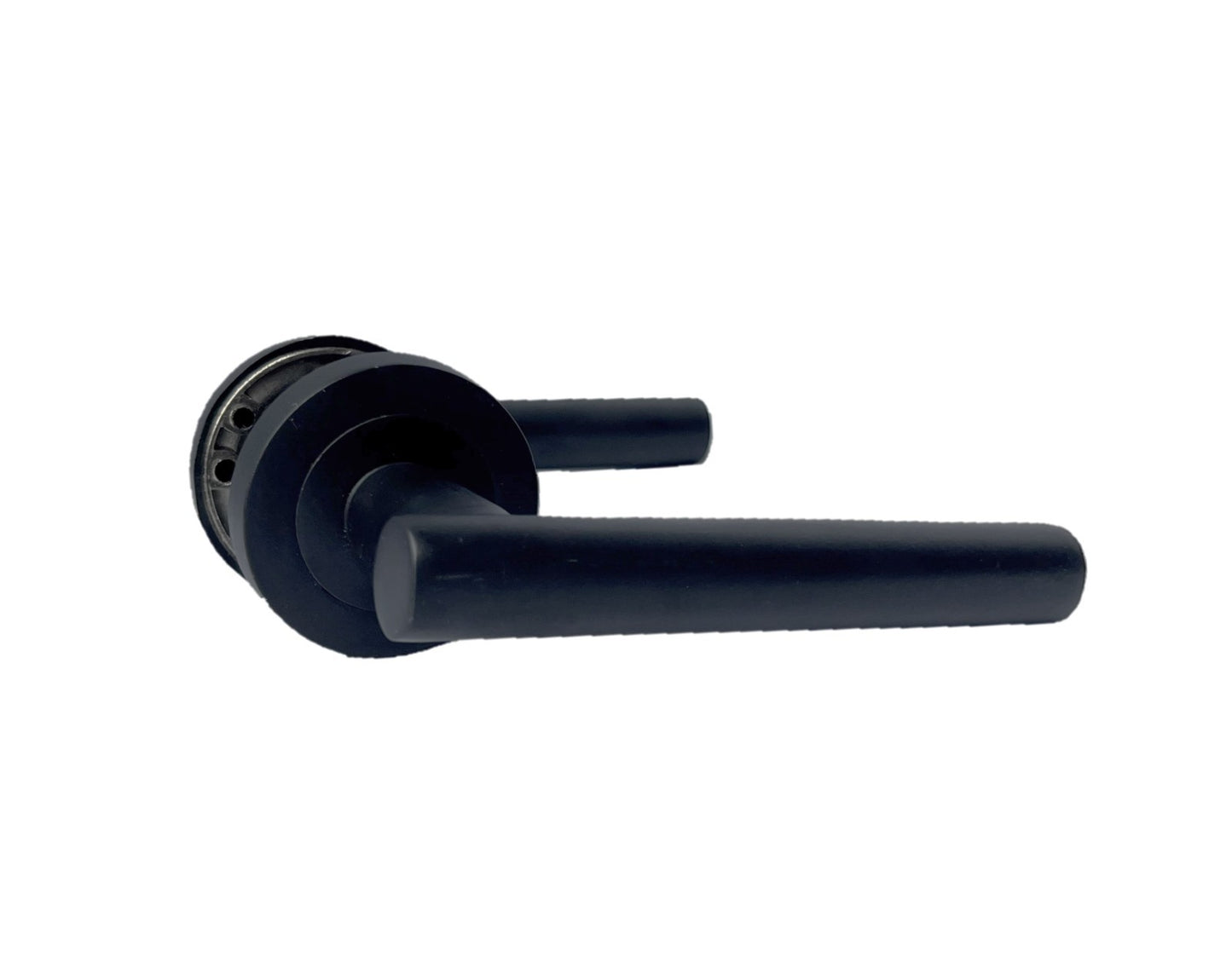 DOOR HANDLES Stylish MATT BLACK T BAR on Round Rose STRAIGHT HANDLE 1 - 10 sets