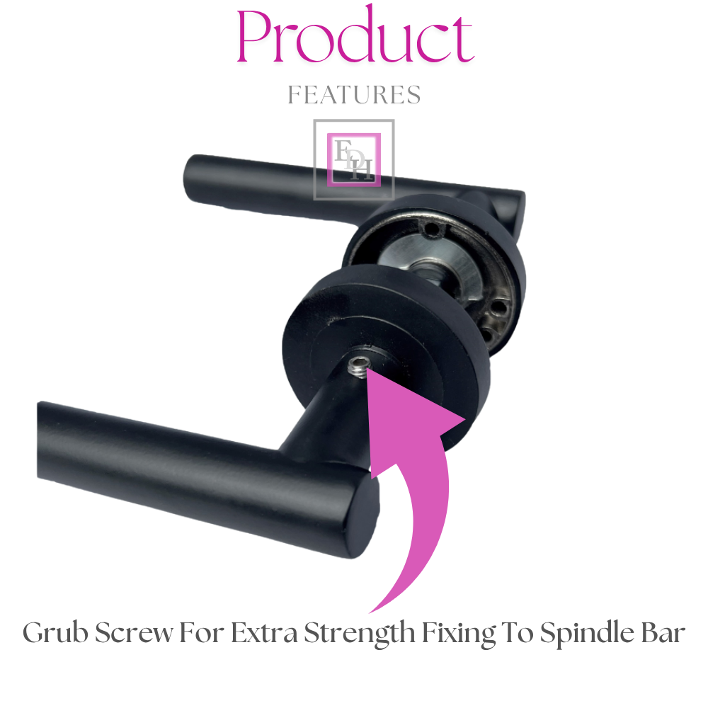 DOOR HANDLES Stylish MATT BLACK T BAR on Round Rose STRAIGHT HANDLE 1 - 10 sets