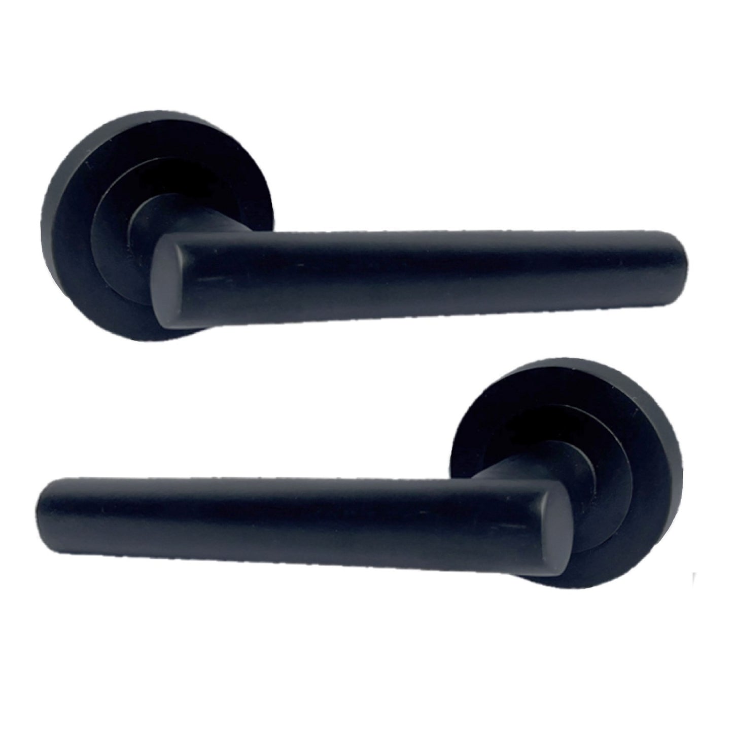 Matt Black T Bar Lever Door Handles on Round Rose – 1 Pair Internal Door Pack